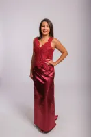 Robe de cocktail rouge dentelle